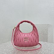 Miumiu Wander Matelassé Nappa Leather Mini Hobo Bag Pink Size 20x17x6 cm - 5