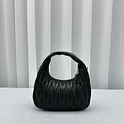 Miumiu Wander Matelassé Nappa Leather Mini Hobo Bag Black Size 20x17x6 cm - 4