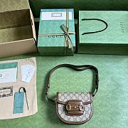 Gucci Horsenbit 1955 Mini Rounded Bag Beige And Ebony GG Size 18.5 x 17x 7.5 cm - 5