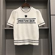 'Christian Dior' Short-Sleeved Sweater Ecru Cashmere and Wool Knit - 1