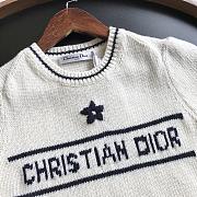 'Christian Dior' Short-Sleeved Sweater Ecru Cashmere and Wool Knit - 4
