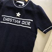 'Christian Dior' Short-Sleeved Sweater Navy Blue Cashmere and Wool Knit - 2