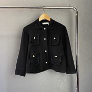 Dior Cropped Jacket Black Technical Virgin Wool Knit - 1