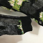 Dior Sweater Black and Green Technical Cashmere Mohair and Alpaca Knit with Blurred Flowers Motif - 4