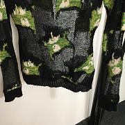 Dior Sweater Black and Green Technical Cashmere Mohair and Alpaca Knit with Blurred Flowers Motif - 3