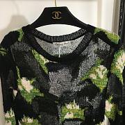 Dior Sweater Black and Green Technical Cashmere Mohair and Alpaca Knit with Blurred Flowers Motif - 2