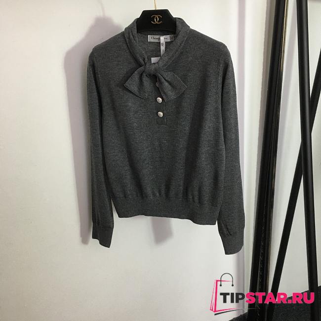 Dior Tied Collar Sweater Gray / Black - 1