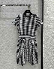 Dior Short Flared Dress Gray and Black Check'n'Dior Knit - 1