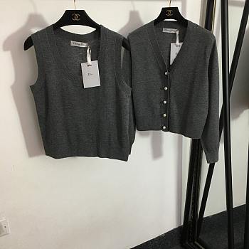 Dior Twin-Set Cashmere Knit Gray/Black