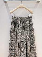 Dior Mid-Length Pleated Skirt Beige and Black Cotton Voile with Plan de Paris Motif - 3