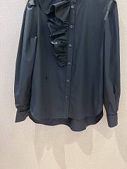 Blouse With Ruffles Black Cotton Poplin - 3