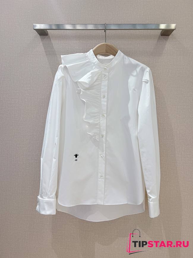 Dior Blouse With Ruffles Black Cotton Poplin - 1