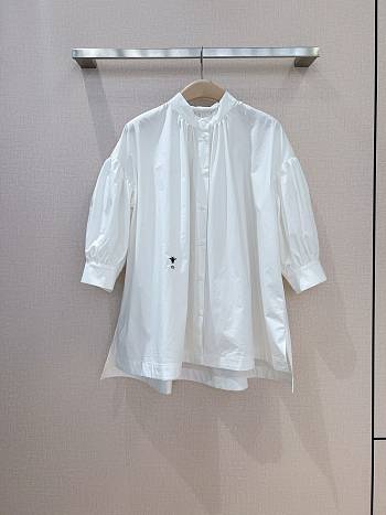 Dior Three-Quarter Sleeve White Cotton Poplin