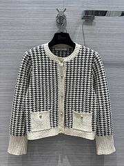 Dior Twin-Set Black and White Houndstooth Technical Cotton Knit - 1