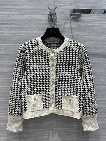 Dior Twin-Set Black and White Houndstooth Technical Cotton Knit