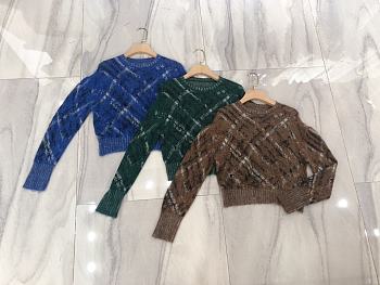 Dior Check'n'Dior Technical Mohair and Alpaca Knit Blue/Green/Brown