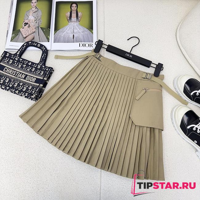 Dior Pleated Miniskirt Beige Cotton Gabardine - 1