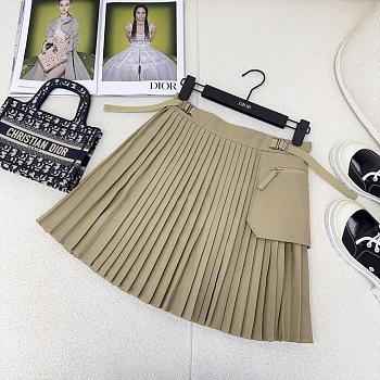 Dior Pleated Miniskirt Beige Cotton Gabardine