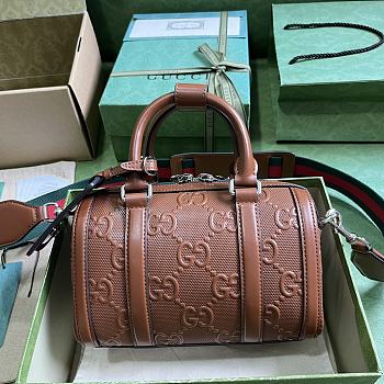 Gucci GG Embossed Mini Duffle Bag 725292 Brown Size 22x15x12.5 cm