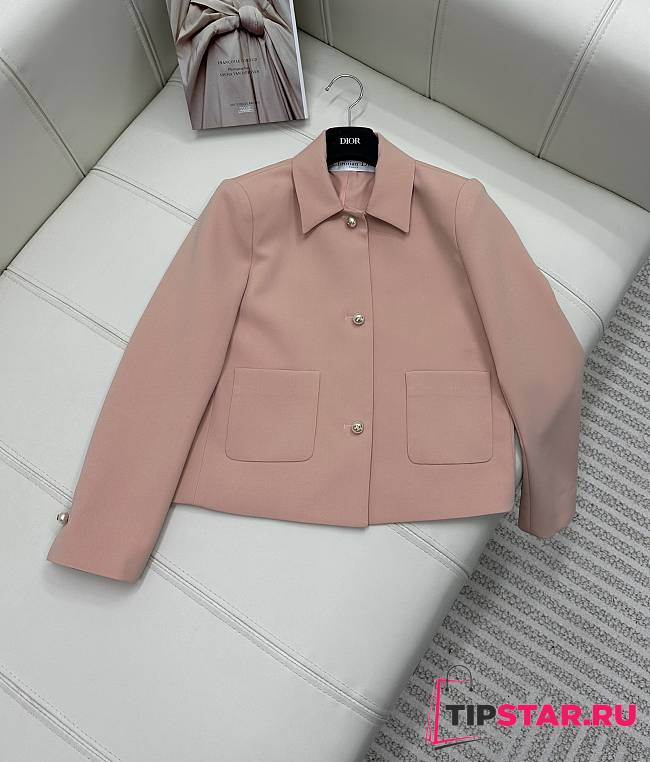 Dior Cropped Jacket Pink Wool and Silk - 1