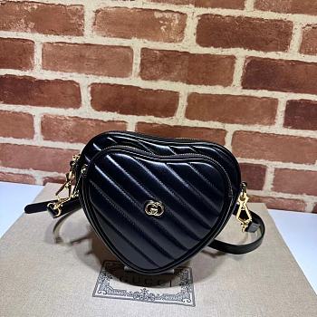 Gucci Interlocking G Mini Heart Shoulder Bag ‎751628 Black Size 20*17.5*6.5cm
