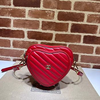 Gucci Interlocking G Mini Heart Shoulder Bag ‎751628 Red Size 20*17.5*6.5cm
