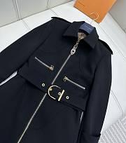 Louis Vuitton Wool Hopsack Belted Coat Black - 4