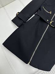 Louis Vuitton Wool Hopsack Belted Coat Black - 3