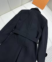 Louis Vuitton Wool Hopsack Belted Coat Black - 5
