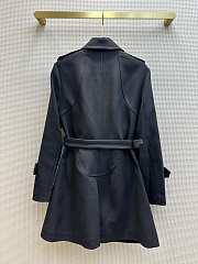 Louis Vuitton Wool Hopsack Belted Coat Black - 6