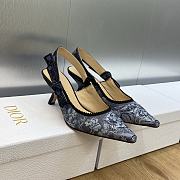 J'Adior Slingback Pump Blue Multicolor Embroidered Denim with Toile de Jouy Sauvage Motif 6.5cm - 2