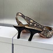 J'Adior Slingback Pump Beige and Black Embroidered Cotton with Toile de Jouy Voyage Motif 6.5cm - 3
