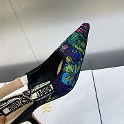 J'Adior Slingback Pump Purple Multicolor Embroidered Cotton with Toile de Jouy Voyage Motif 6.5cm - 5