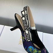 J'Adior Slingback Pump Purple Multicolor Embroidered Cotton with Toile de Jouy Voyage Motif 6.5cm - 4