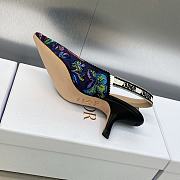 J'Adior Slingback Pump Purple Multicolor Embroidered Cotton with Toile de Jouy Voyage Motif 6.5cm - 3