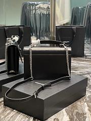 YSL Sunset Top Handle In Smooth Leather Black With Silver Chain Size 25x18x5cm - 4