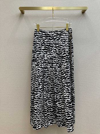 Louis Vuitton Ink Tiger Asymmetrical Pleat Midi Skirt
