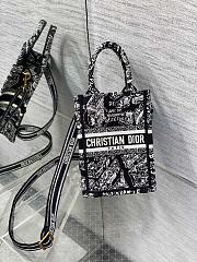 Mini Dior Book Tote Phone Bag Black and White Plan de Paris Embroidery Size 13 x 18 x 5 cm - 1