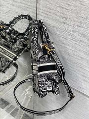 Mini Dior Book Tote Phone Bag Black and White Plan de Paris Embroidery Size 13 x 18 x 5 cm - 3