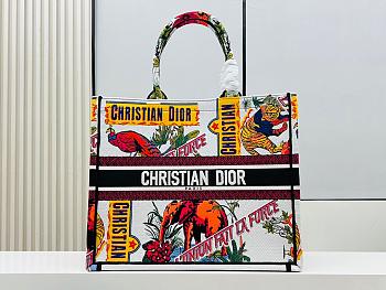 Large Dior Book White Multicolor Indian Animals Embroidery Size 42 x 35 x 18.5 cm