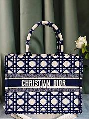 Large Dior Book Tote Beige and Blue Macrocannage Embroidery Size 42 x 35 x 18.5 cm - 1