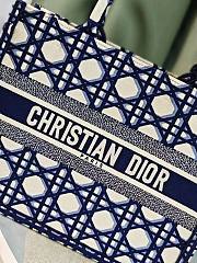 Large Dior Book Tote Beige and Blue Macrocannage Embroidery Size 42 x 35 x 18.5 cm - 3