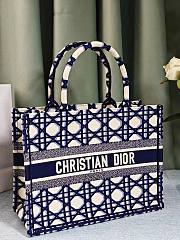 Large Dior Book Tote Beige and Blue Macrocannage Embroidery Size 42 x 35 x 18.5 cm - 2