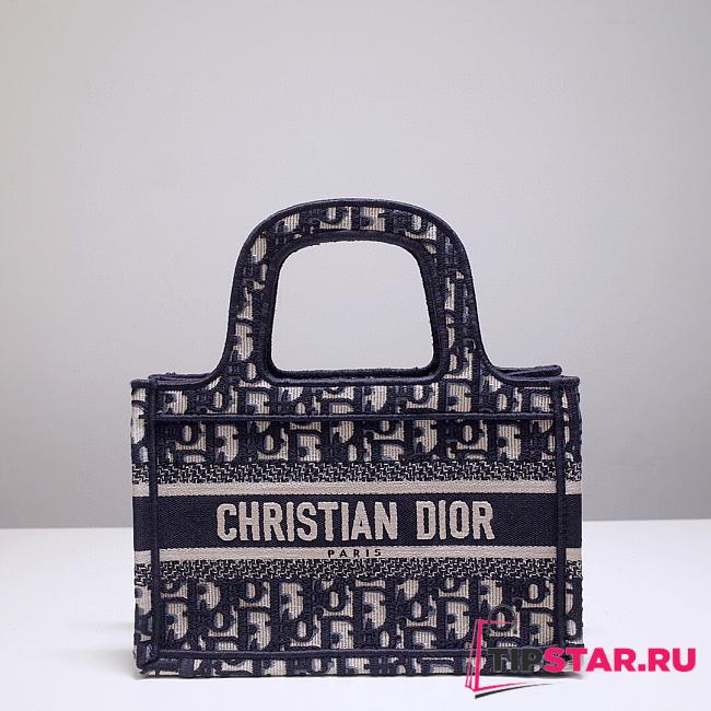 Mini Dior Book Tote Blue Dior Oblique Embroidery Size 22.5 x 15 x 6 cm - 1