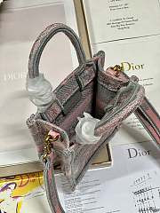 Mini Dioriviera Dior Book Tote Phone Bag Gray and Pink Toile de Jouy Reverse Embroidery Size 13 x 18 x 5 cm - 5
