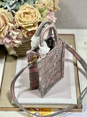 Mini Dioriviera Dior Book Tote Phone Bag Gray and Pink Toile de Jouy Reverse Embroidery Size 13 x 18 x 5 cm - 4