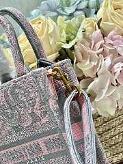 Mini Dioriviera Dior Book Tote Phone Bag Gray and Pink Toile de Jouy Reverse Embroidery Size 13 x 18 x 5 cm - 3