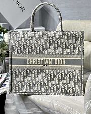 Large Dior Book Tote Ecru and Gray Dior Oblique Embroidery Size 42 x 35 x 18.5 cm - 1