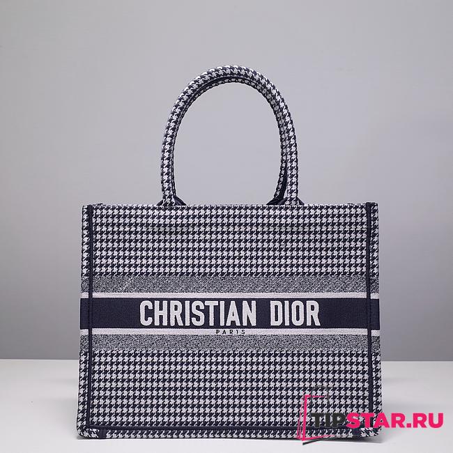 Medium Dior Book Tote Black and White Houndstooth Embroidery Size 36 x 27.5 x 16.5 cm - 1