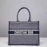 Medium Dior Book Tote Black and White Houndstooth Embroidery Size 36 x 27.5 x 16.5 cm - 1